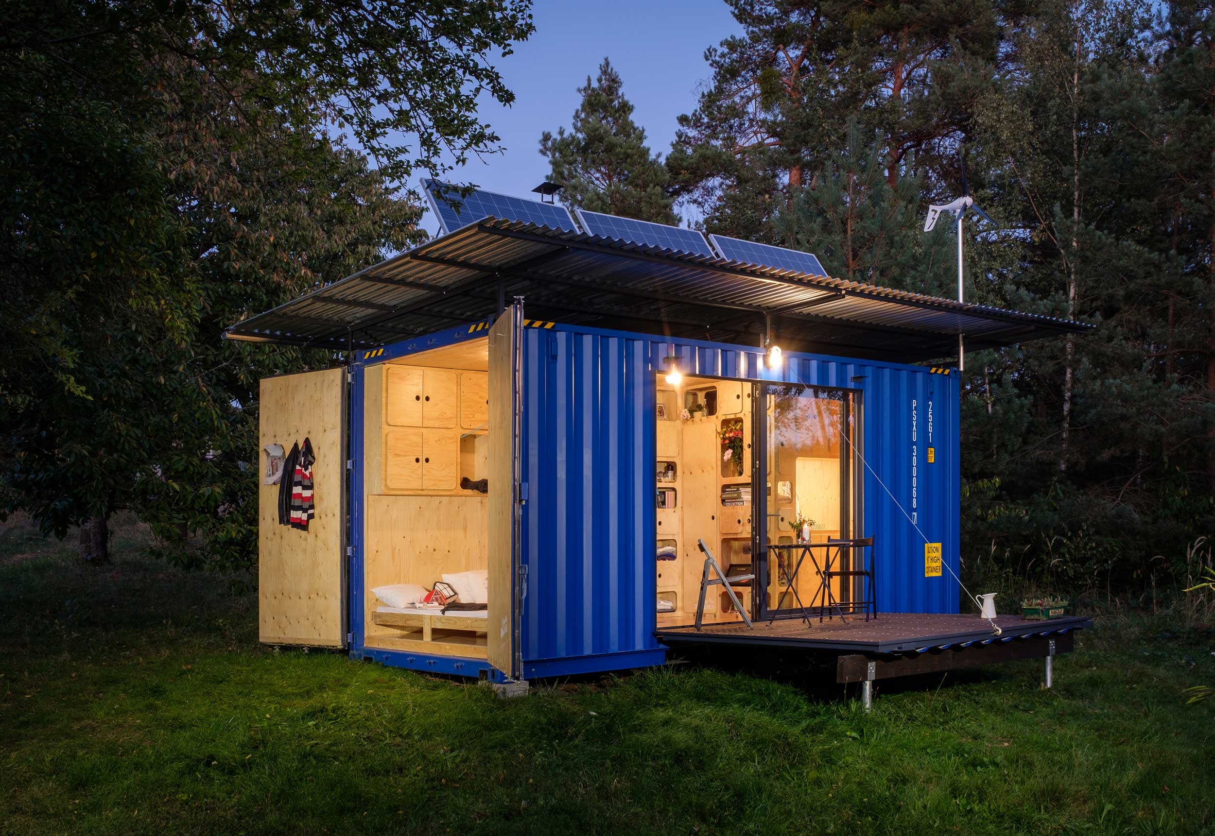 off grid 20 container cabin house plans