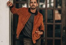 The Bomber Jacket In Whiskey Suede By Taylor Stitch