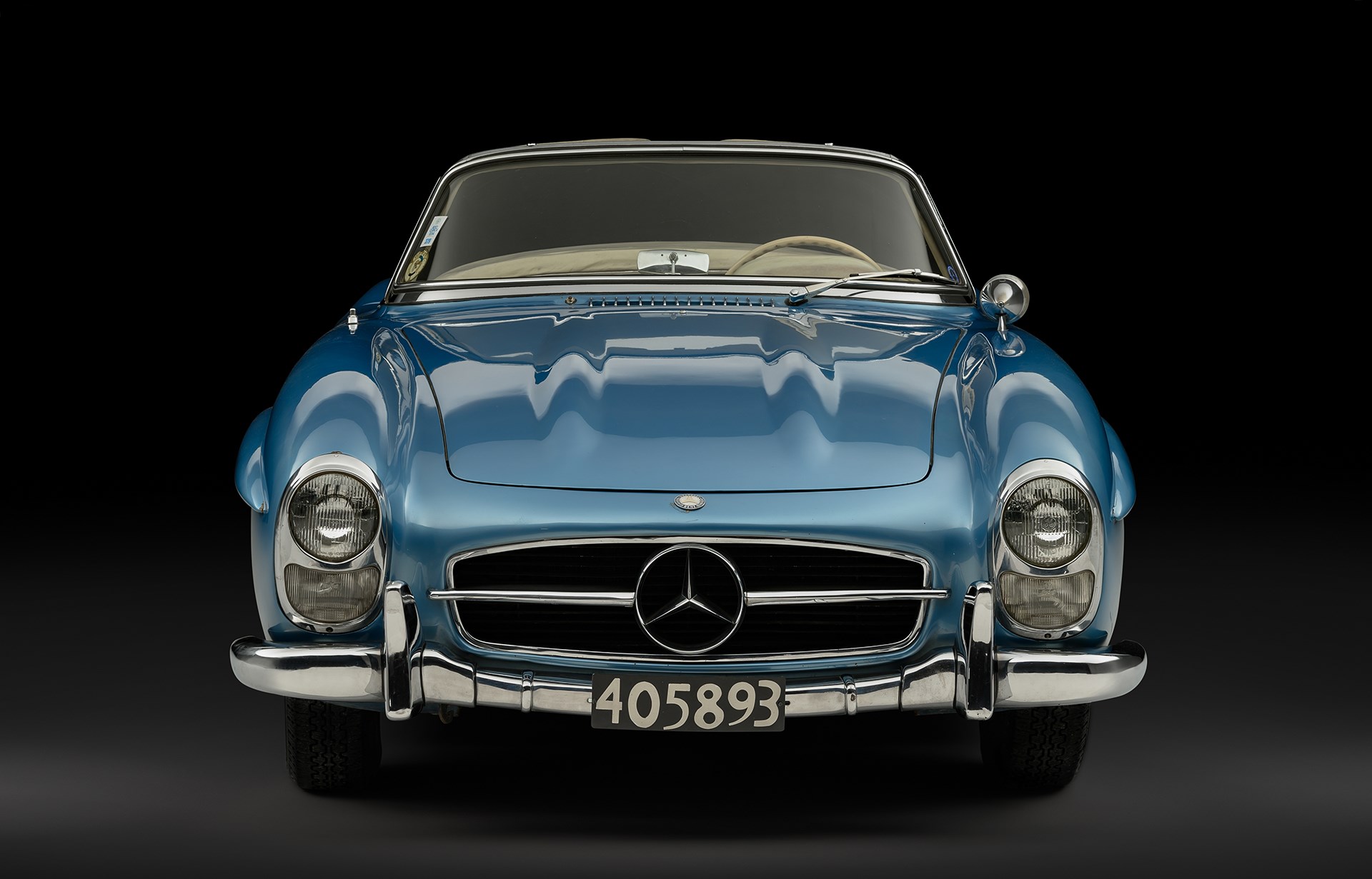 Front of Fangio's 1958 Mercedes-Benz 300 SL Roadster offered by RM Sotheby's Private Sales