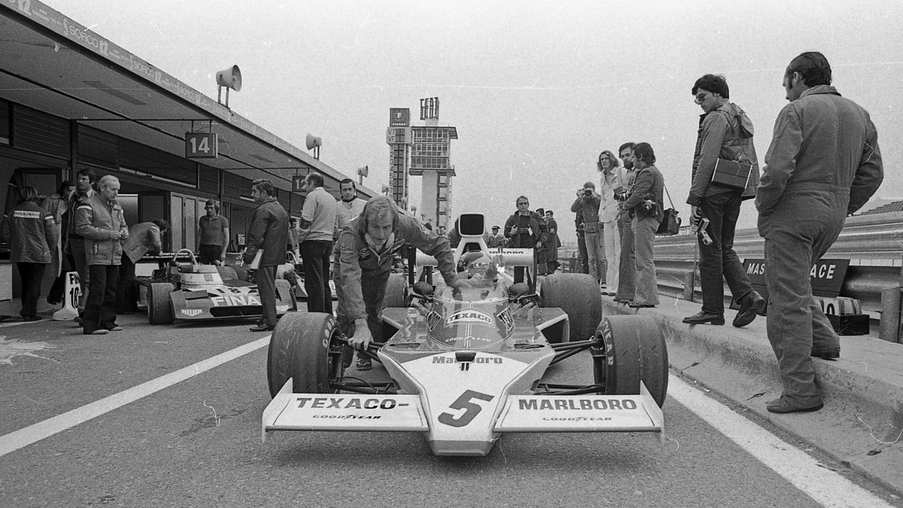 Emerson Fittipaldi in the McLaren M23 Ford at Jarama in 1974