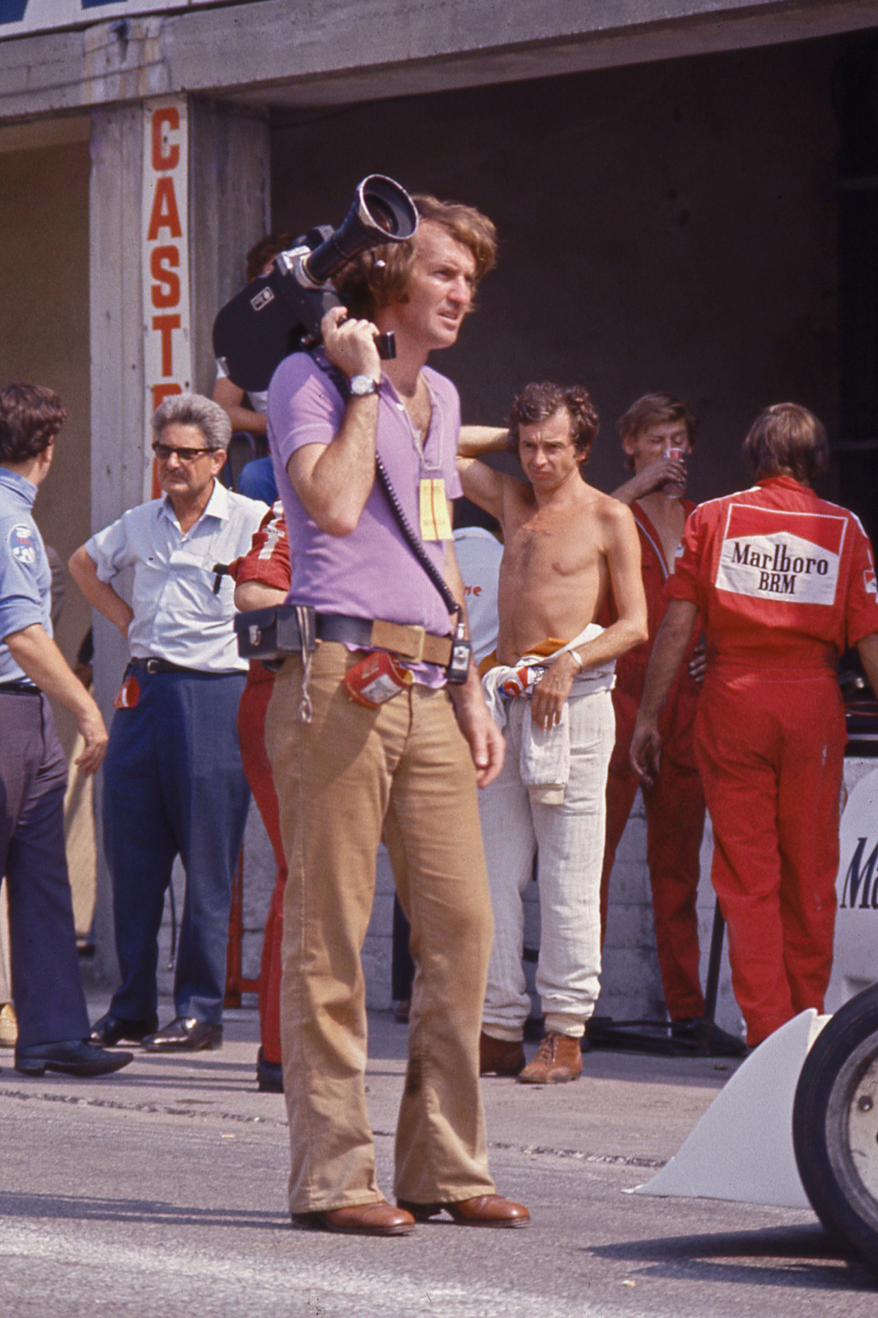John Tully of Brunswick Films in the pits at Monza in 1973