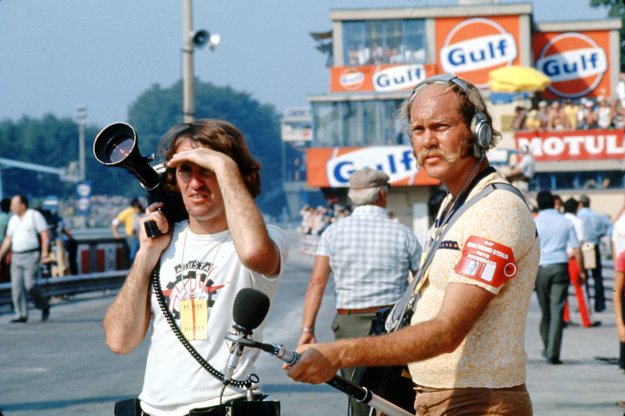 John Tully with soundman at Monza in 1973