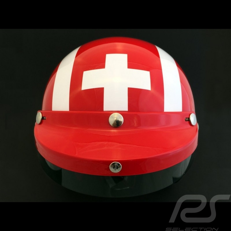 helmet jo siffert 1968 red white stripes swiss flag with visor 5