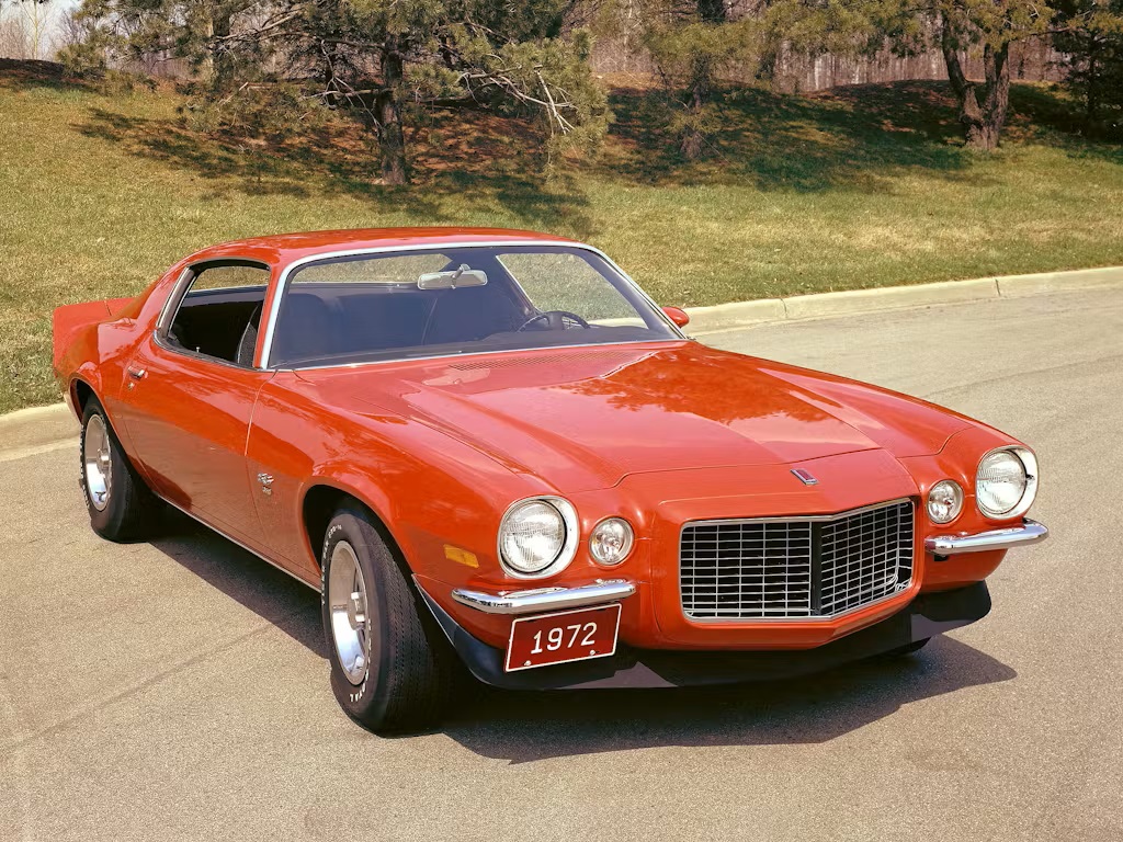1972 Chevrolet Camaro RS SS 350 red front three quarter