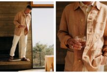 The Ojai Jacket In Chili Stripe Linen By Taylor Stitch