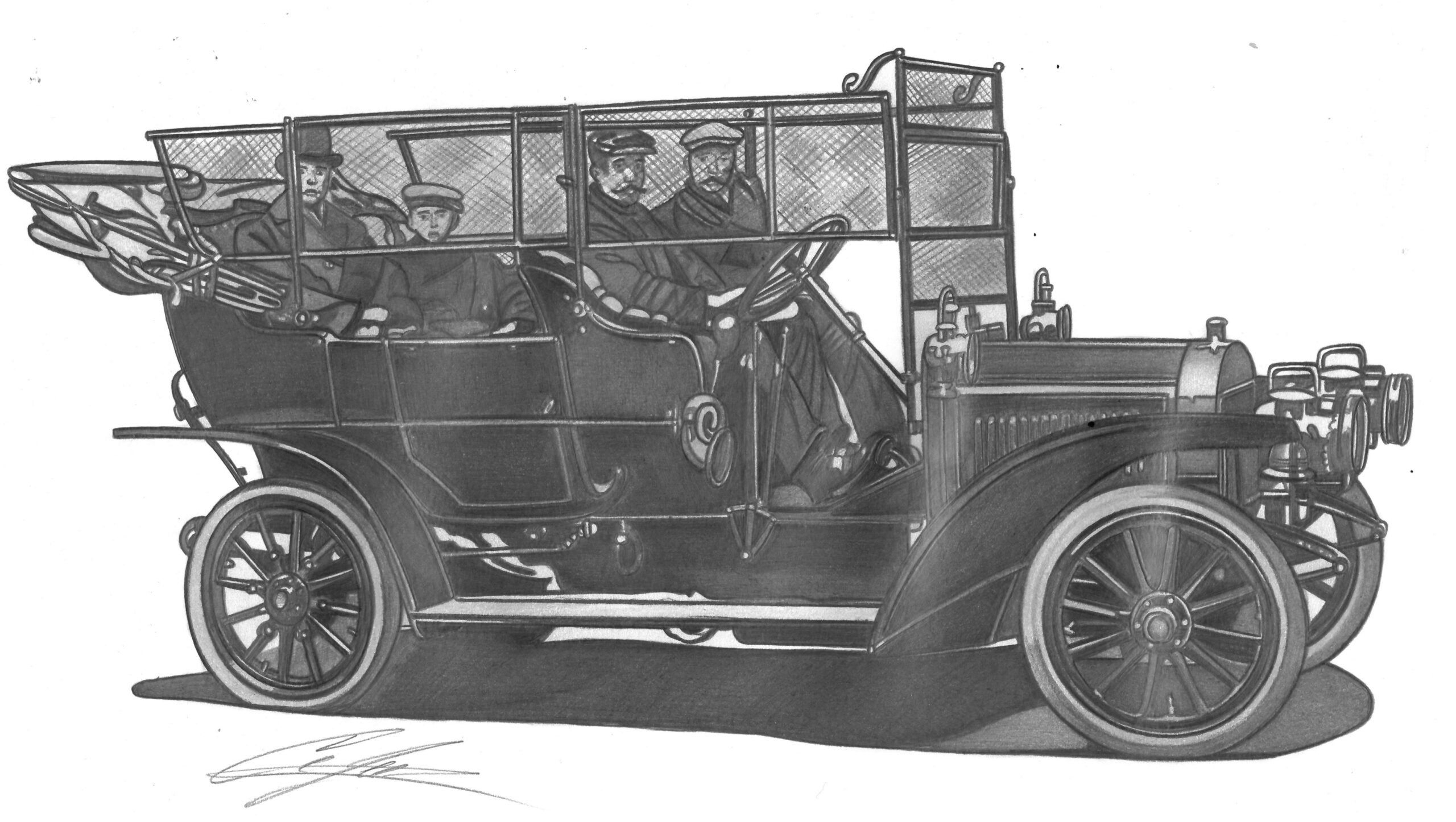 Laurin Klement type F with iron net against throwing rocks by angry mobs 1907 1909 scaled